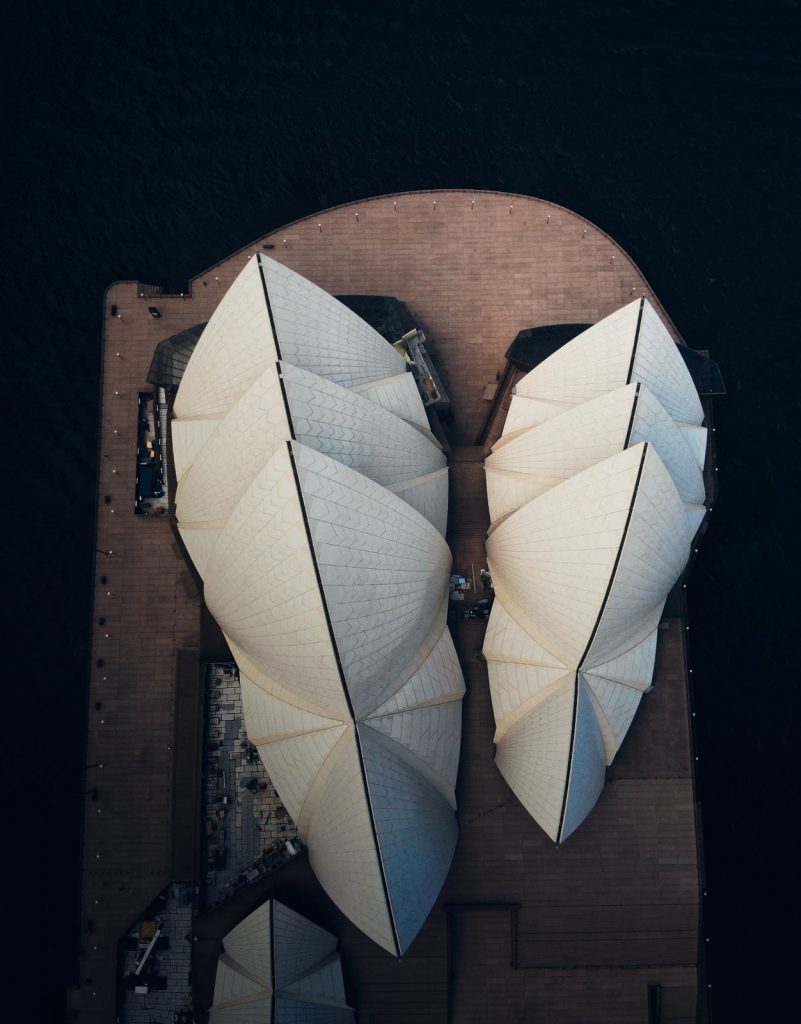aerial view of the syndey opera house